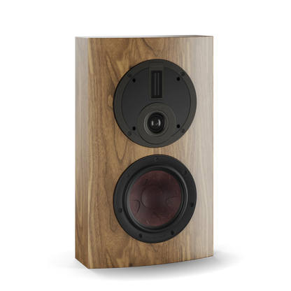 DALI RUBIKORE ON-WALL — Natural Walnut (Veneer) — angled view